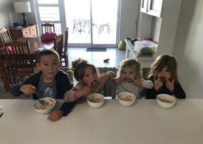 Breakfast with uncle Christopher while everybody else is running
