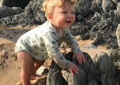 A boy loves the beach