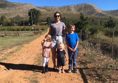 Family walk on the farm