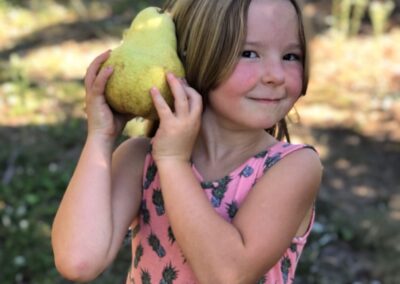 Proud of her pear